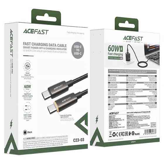 Дата кабель Acefast C23-03 Type-C to Type-C 60W (1.2m) Херсон