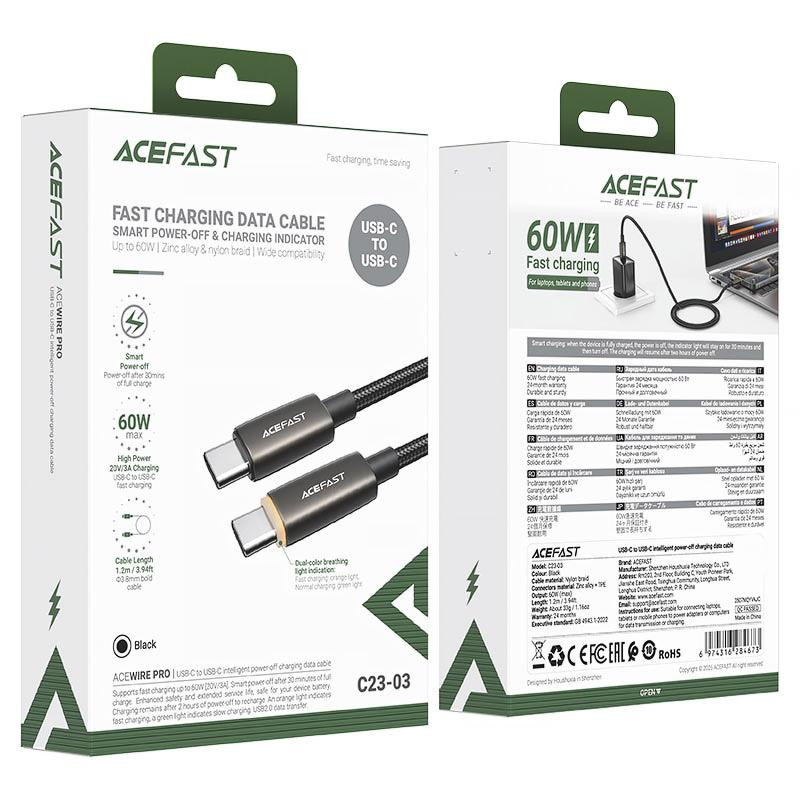 Дата кабель Acefast C23-03 Type-C to Type-C 60W (1.2m) Херсон - зображення 4