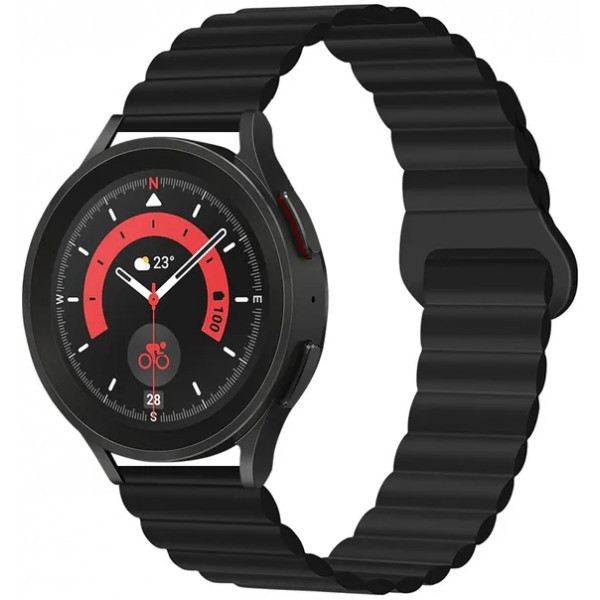 DM Магнітний ремінець Silicone з кільцем для смарт-годинника Samsung/Amazfit/Huawei (20mm) Black (Ко Харків - зображення 1