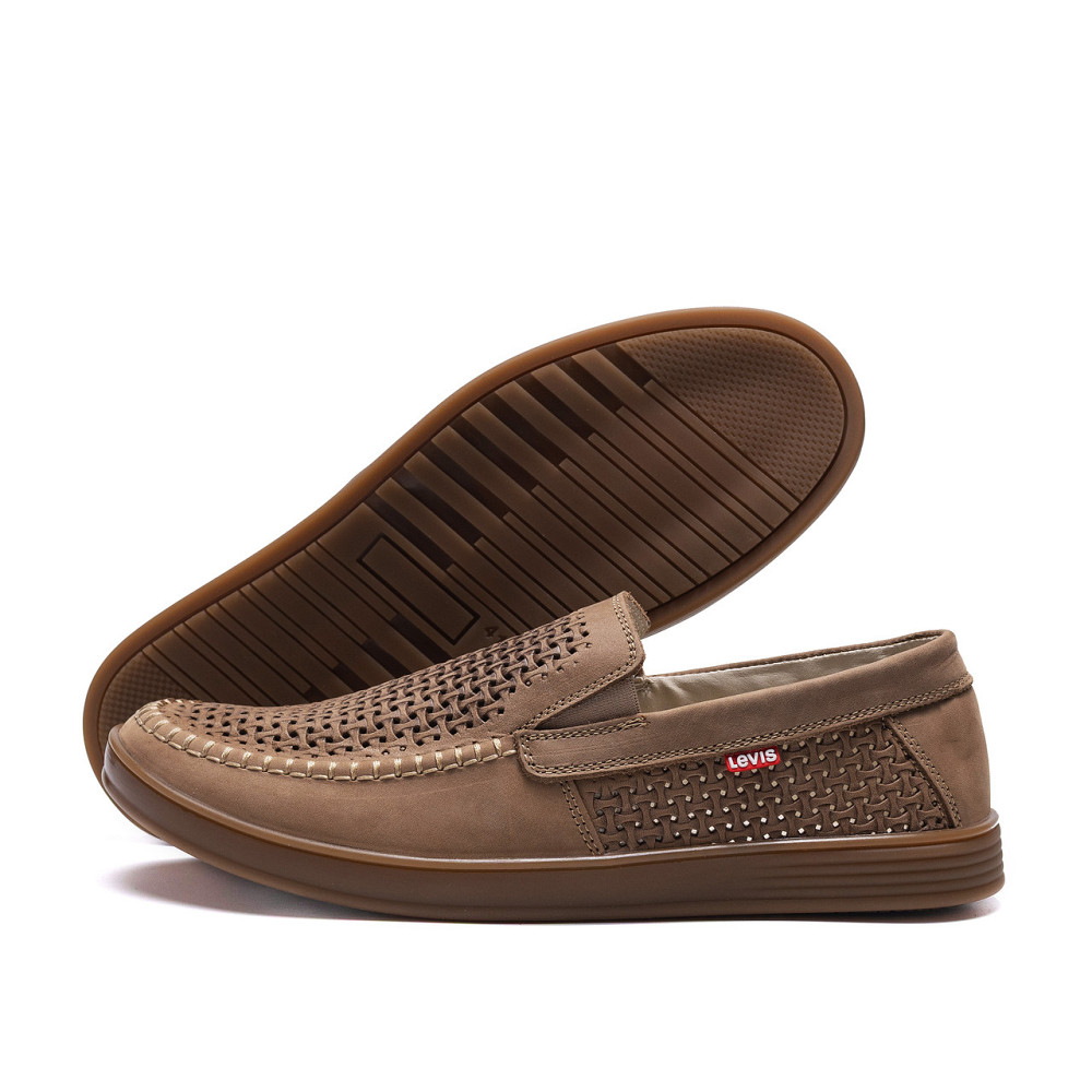 Мужские летние кожаные мокасины  LS перфорация Beige Киев - изображение 1