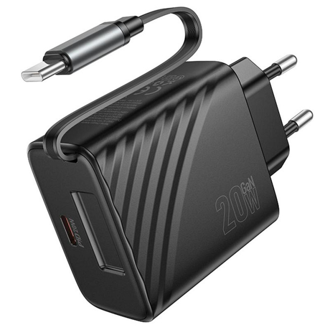 СЗУ Hoco N57 Full PD20W with retractable cable Type-C (2USB-C) Херсон - зображення 4