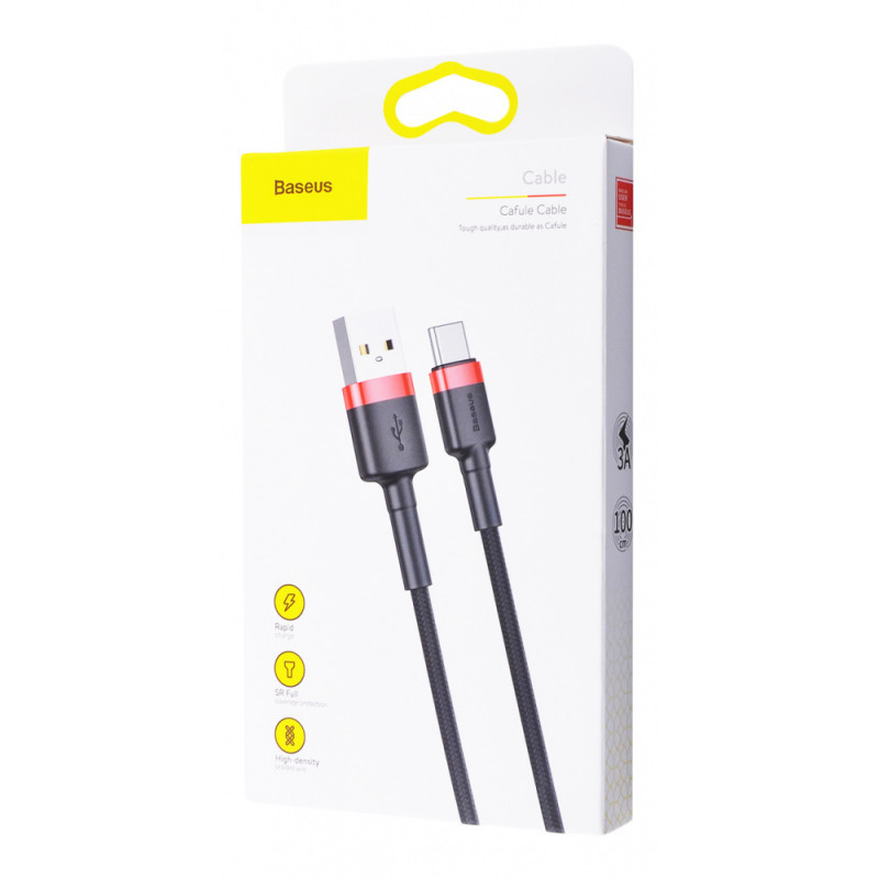 Дата кабель Baseus Cafule Type-C Cable 3A (1m) (CATKLF-B) Херсон - зображення 4