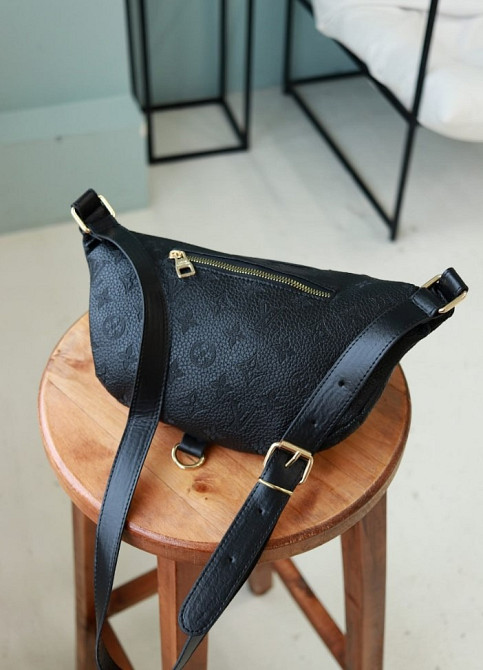 купити сумку-бананку жіночу брендову Louis Vuitton чорна коричнева AN28 Киев - изображение 3