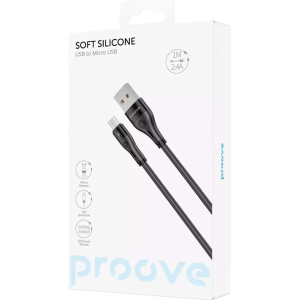 Кабель Proove Soft Silicone USB to Micro 2.4A 1m Black (CCSO20001301) Харків - зображення 5