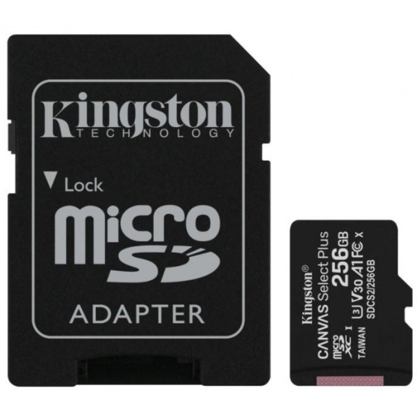Карта пам'яті Kingston microSDXC 256GB Canvas Select Plus UHS-I/U3 + SD-адаптер (SDCS2/256GB) (Код т Харків - зображення 1