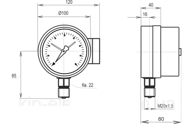 Манометр электроконтактный МТ-3С от 0 до 25 МПа (250 кгс/см2) - аналог ДМ2010СгУ2, ДМ2010-У2, ДМ2010 Київ - зображення 4