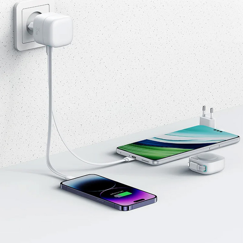 СЗУ Usams US-CC209 GaN With Lightning Magnetic Retractable Cable Module XMF Ser. 35W (2USB-C) Херсон - зображення 3