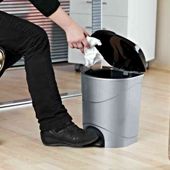 Ведро для мусора с педалью Irak Plastik Bella No3 30л антрацитовое Київ