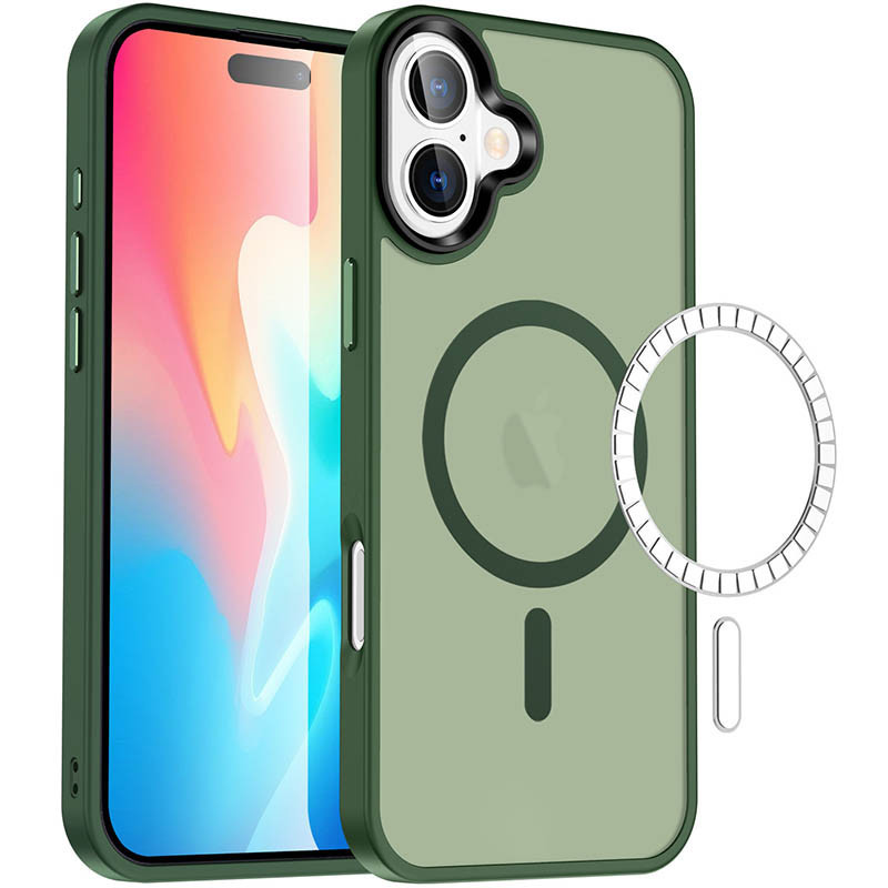 TPU+PC чехол Metal Buttons with MagSafe Colorful для Apple iPhone 16 (6.1") Херсон - зображення 3