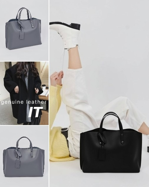 сумка шкіряна італія genuine leather шоппер чорний TS000041 Луцьк - зображення 1