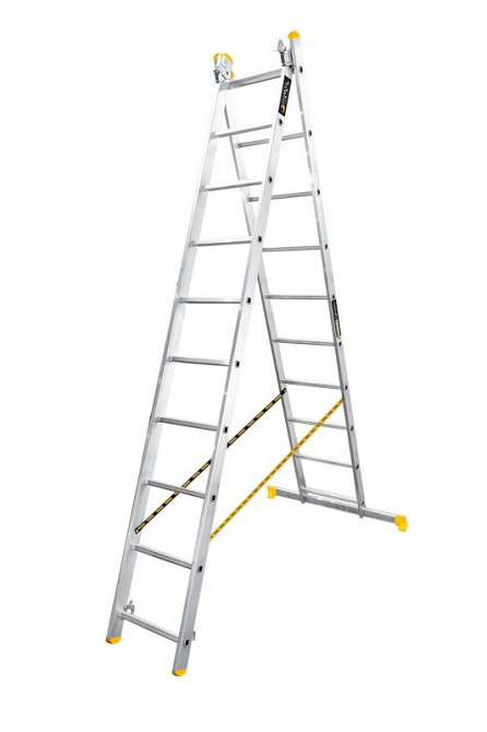 Лестница алюминиевая MASTERTOOL двухсекционная комбинированная 2х10 ступеней h=5050 мм max 150 кг 79 Харьков - изображение 1