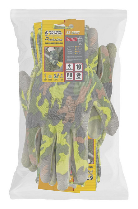Перчатки бесшовные трикотажные MASTERTOOL "Камуфляж" с полиуретановым покрытием ладони 10" 17-20 г п Харьков - изображение 2