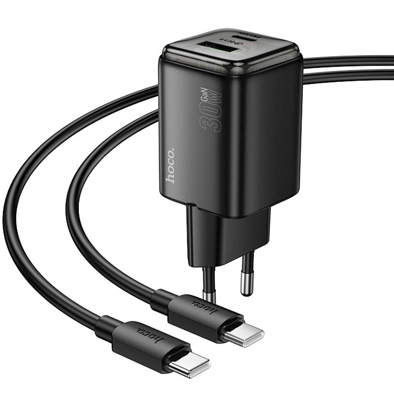 СЗУ Hoco N53 Monsoon PD30W+QC3.0 (1USB-A/1C) + кабель Type-C to Type-C Херсон - зображення 2
