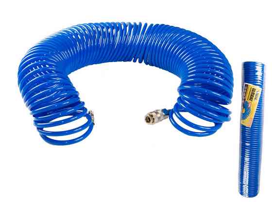 Шланг пневматический спиральный MASTERTOOL PU 15 атм 5,5х8 мм 20 м с быстросъемными соединениями 81- Харків