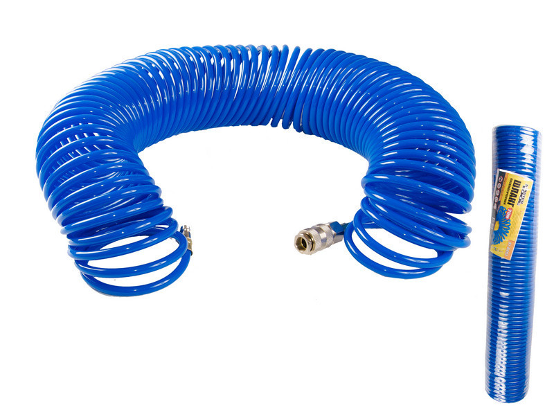 Шланг пневматический спиральный MASTERTOOL PU 15 атм 5,5х8 мм 20 м с быстросъемными соединениями 81- Харків - зображення 1