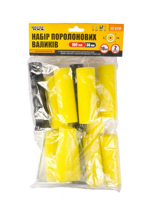 Набор малярный MASTERTOOL №10 валик поролоновый 100х36 мм 10 шт/2 ручки 92-8110 Харків - зображення 5