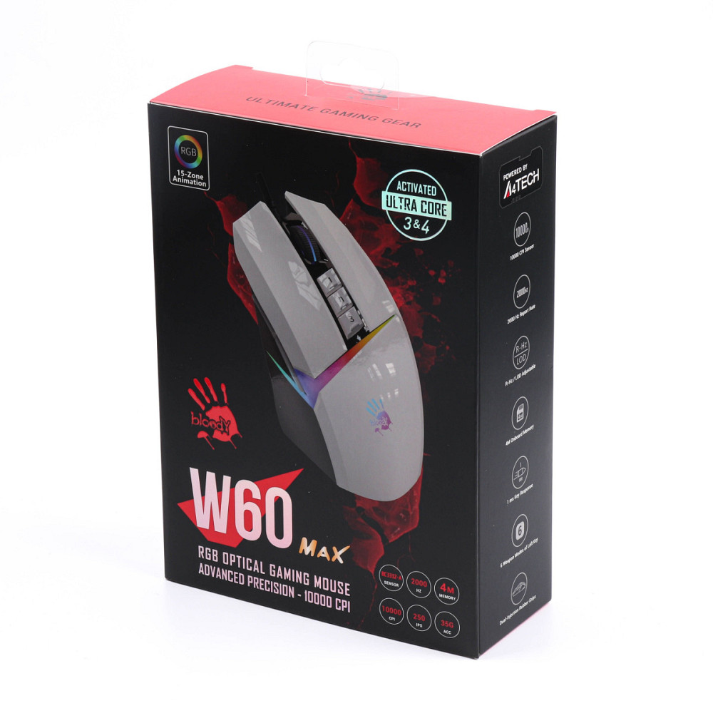 Мышь компьютерная безпроводная Bloody W60 Max Panda White белая с черным Київ - зображення 8
