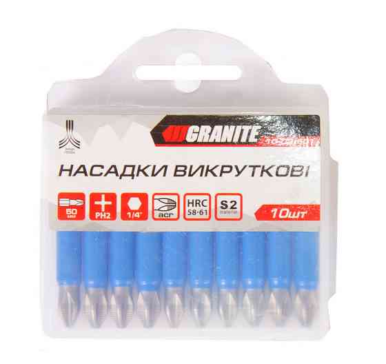Насадка отверточная GRANITE PH2 50 мм ¼" S2 набор 10 шт 10-02-501 Харків