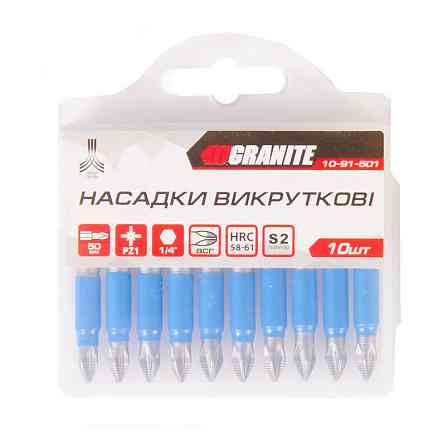 Насадка отверточная GRANITE PZ1 50 мм ¼" S2 набор 10 шт 10-91-501 Харьков