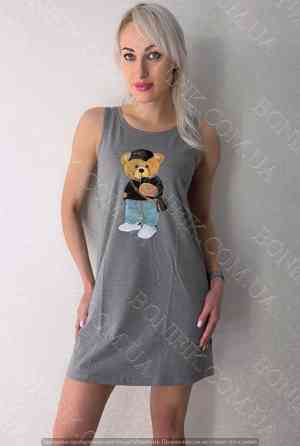 Ночная серая сорочка на широкой бретели с рисунком "Launge Luxe" (арт. LDK 110/29/03) Кривий Ріг