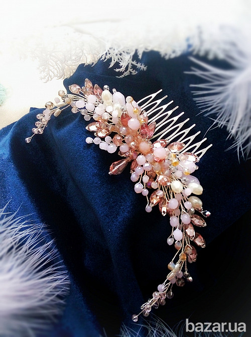 Перлина сяюча ніжна нюдовий гілочка гребінь заколка рожевий бузковий беж весільна Луцк - изображение 1