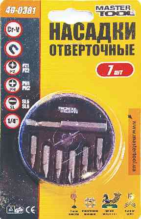 Набор отверточных насадок MASTERTOOL 7 шт 25 мм 1/4" с держателем 40-0381 Харків