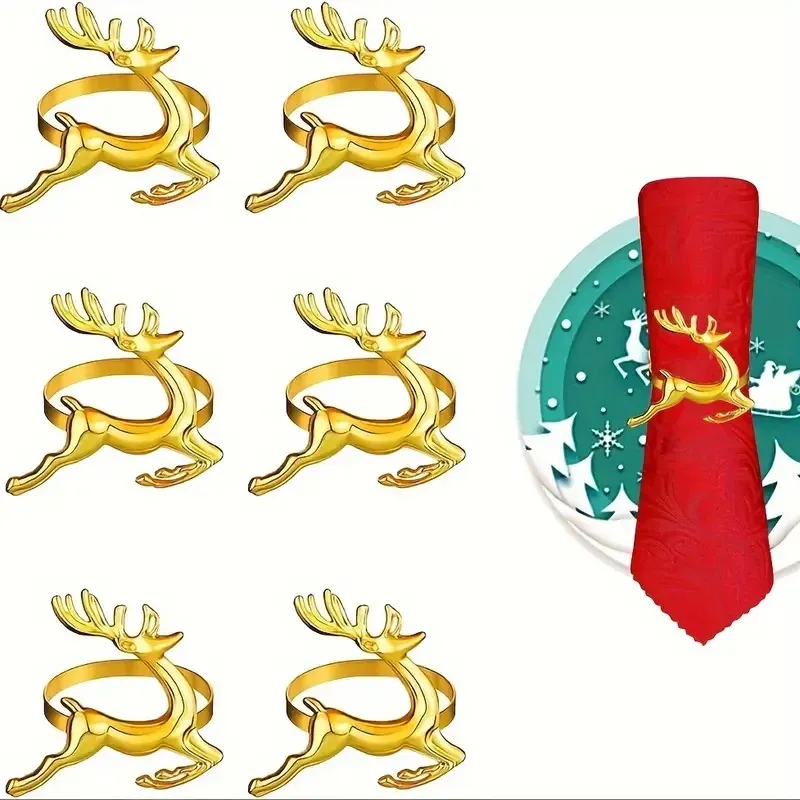 Набор колец для салфеток Олени 6 шт золотые MV011 Одеса - зображення 1