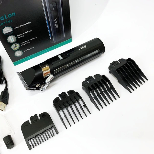 Машинка для стрижки аккумуляторная VGR V-687 10 Вт черная Київ - зображення 9