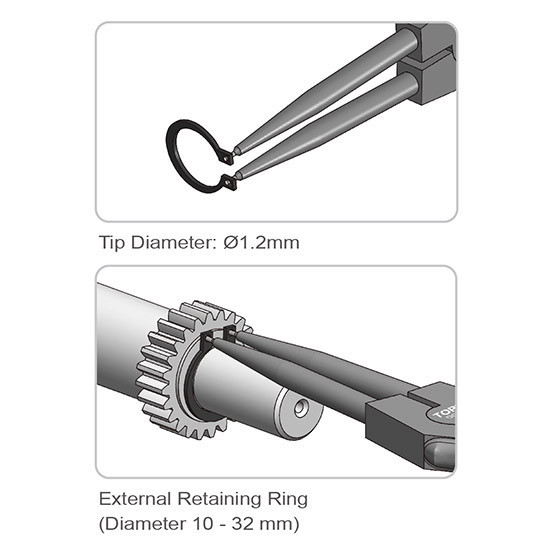 Круглогубцы для снятия стопорных колец Extra Long (разжим прямые) TOPTUL DCBJ1381 Харків - зображення 3
