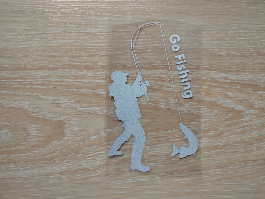 Наклейка на авто-мото Рыбак с щукой Белая светоотражающая Київ - зображення 1