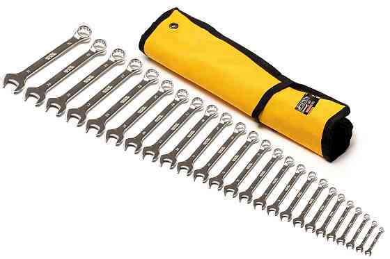 Ключи рожково-накидные MASTERTOOL SATIN FINISH набор 25 шт ролл (6-28/30/32 мм) 31CRV3 DIN3113 71-21 Харків