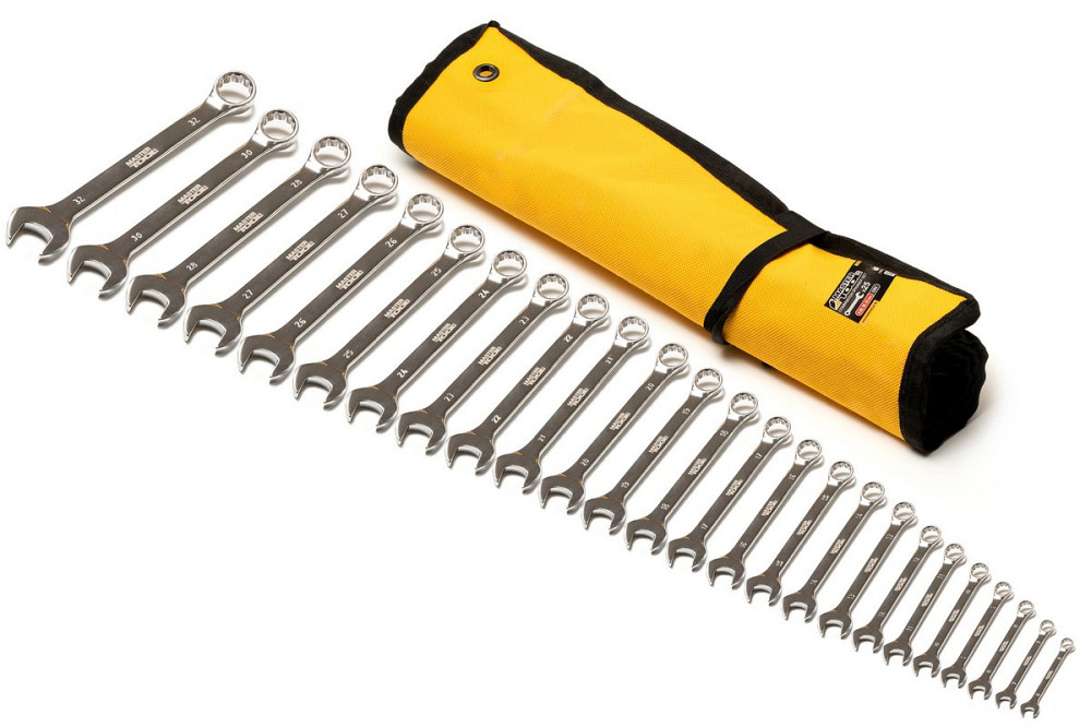 Ключи рожково-накидные MASTERTOOL SATIN FINISH набор 25 шт ролл (6-28/30/32 мм) 31CRV3 DIN3113 71-21 Харків - зображення 3