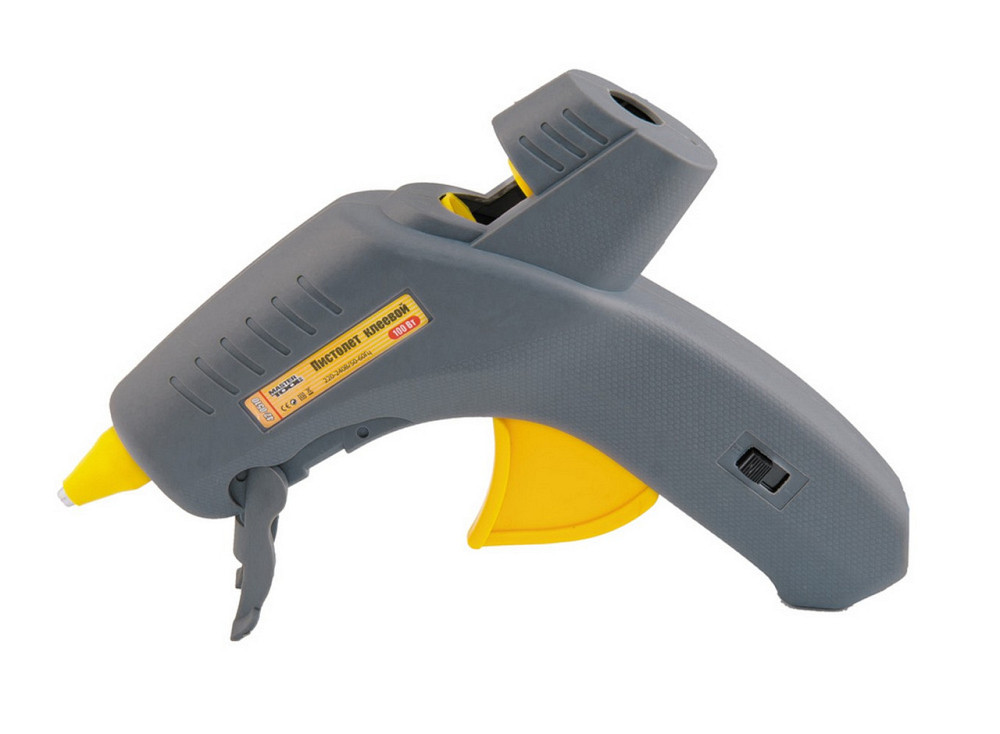 Пистолет клеевой MASTERTOOL Ø 11.2 мм 100 Вт/220 В/50 Гц 16-28 г/мин "Капля-Стоп" с выключателем 42- Харків - зображення 1