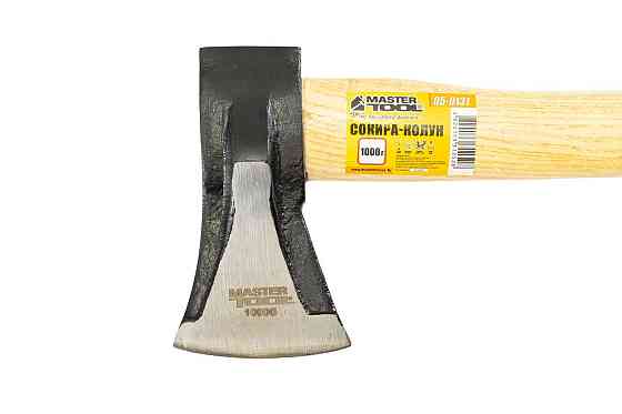 Топор-колун MASTERTOOL 1000 г HRC 50 рукоятка из дерева с полимерной защитой 430 мм 05-0131 Харків