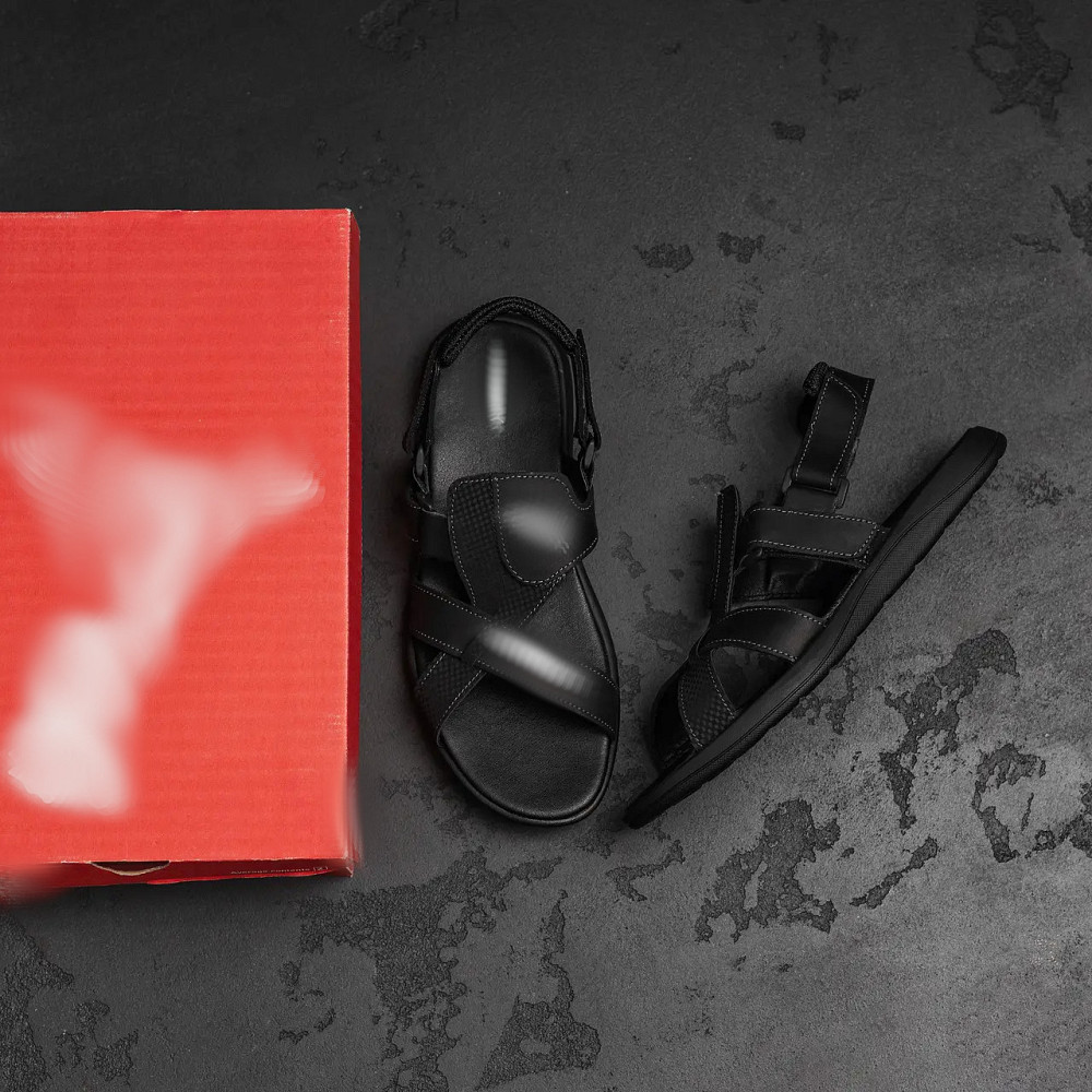 Мужские кожаные сандалии  PM Black Leather Киев - изображение 7