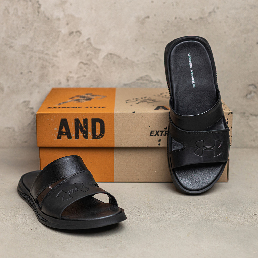 Мужские кожаные  летние шлепанцы-сланцы Under Armour Киев - изображение 7