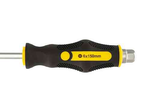 Отвёртка ударная шлицевая магнитная MASTERTOOL EXTERNAL HEX SL6х150 мм ручка с TPR покрытием 49-6615 Харків