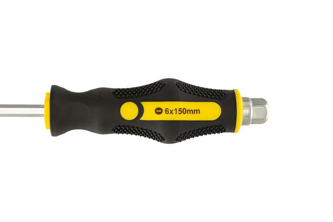 Отвёртка ударная шлицевая магнитная MASTERTOOL EXTERNAL HEX SL6х150 мм ручка с TPR покрытием 49-6615 Харків - зображення 5