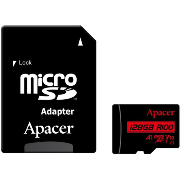 Карта пам'яті Apacer microSDHC 128GB UHS-I Class 10 + SD-адаптер (AP128GMCSX10UB-R) (Код товару:3807 Харків - зображення 1
