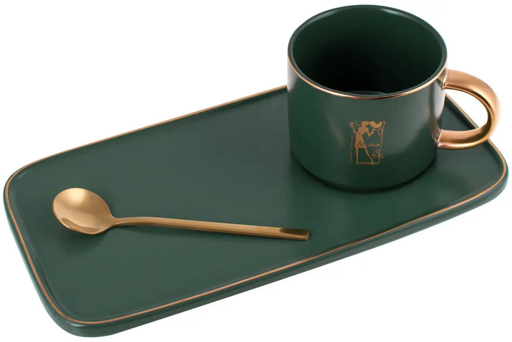 Кухоль з блюдцем Bona Di 984-209 200 мл зелений Київ - зображення 1