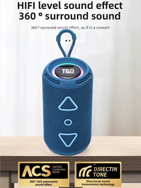 Колонка портативная Bluetooth T&G TG656 blue синяя Київ - зображення 6