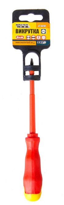 Отвёртка диэлектрическая шлицевая MASTERTOOL SL4х100 мм 1000 V 47-0410 Харьков - изображение 2