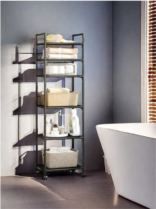 6-рівневий підлоговий стелаж для зберігання з роликами, візок для кухні, ванної кімнати, Одеса - зображення 8