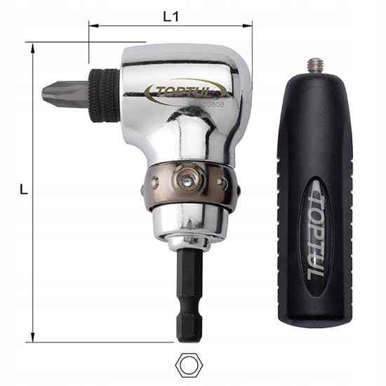 Адаптер угловой для бит 90° TOPTUL под шуруповерт FTGC0808 Харків