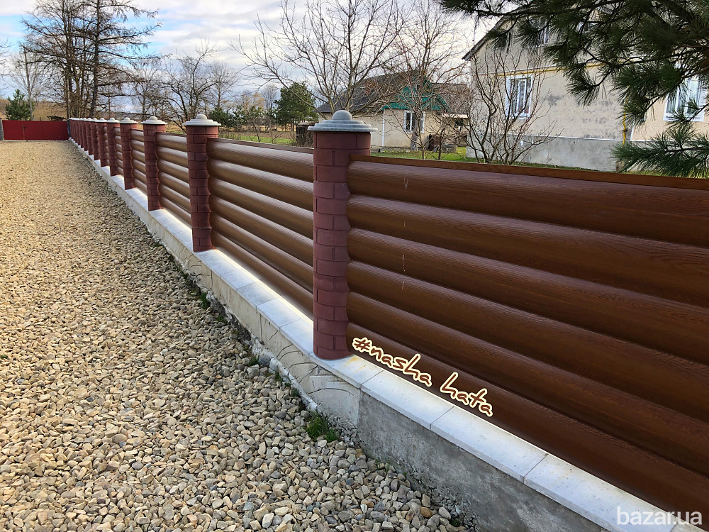 Гарний паркан з металосайдингу, ціна. Огородження котеджу монтаж Київська область Українка Украинка - изображение 1