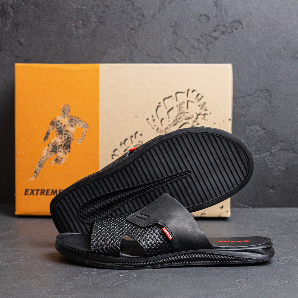 Мужские кожаные  летние шлепанцы-сланцы Levis Київ - зображення 7