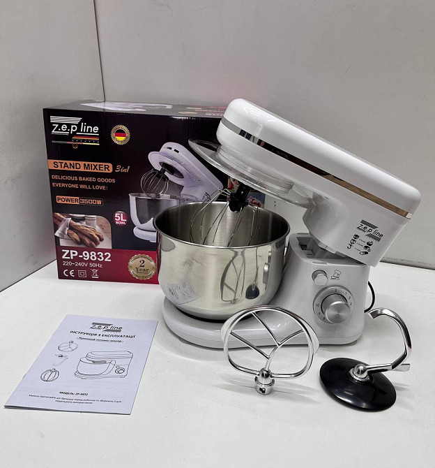 Тестомес миксер 3 в 1 Zepline ZP-9832 White 3500 Вт 5 л белый Київ - зображення 2