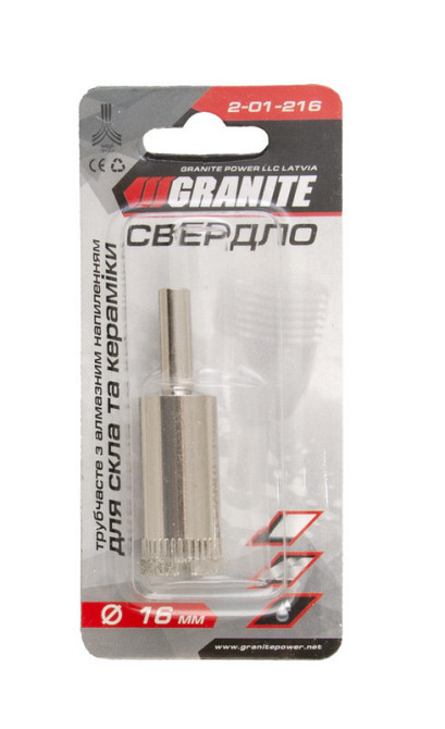 Сверло для стекла и керамики GRANITE трубчатое с алмазным напылением 16 мм 2-01-216 Харків - зображення 4