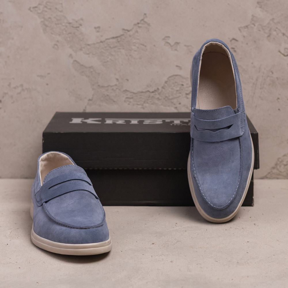 Мужские кожаные лоферы Light gray Киев - изображение 6