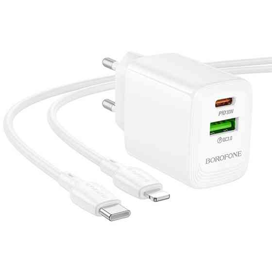 СЗУ Borofone BN29 Fuente PD30W+QC3.0 (1USB-A/1C) + кабель Type-C to Lightning Херсон